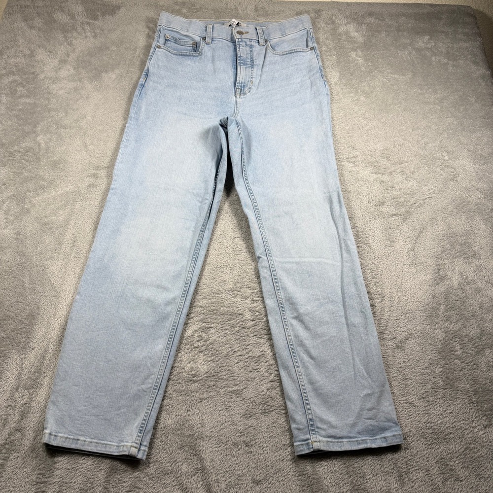 Spanx Jeans Women 12 Blue High Rise Straight Leg Light Wash 21314R